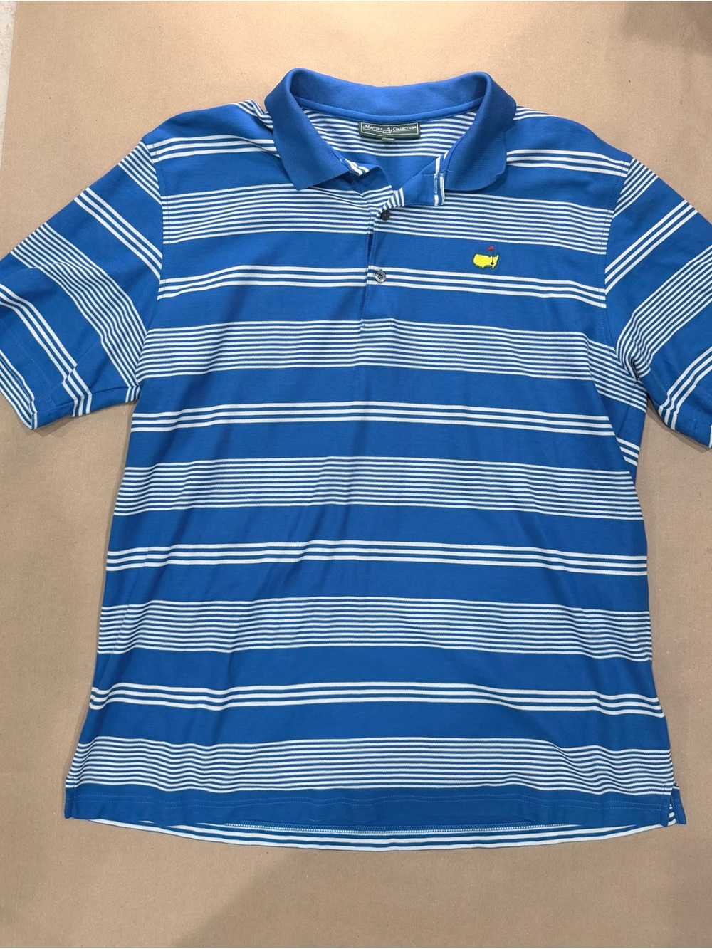 Masters Collection Pima Cotton Polo – Men’s XL Blue/White Stripe Augusta Logo